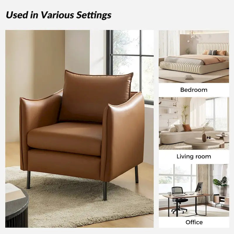 Christopher Modern Anti-scratch Fabric Armchair with Black Metal Legs Set of 2 by HULALA HOME