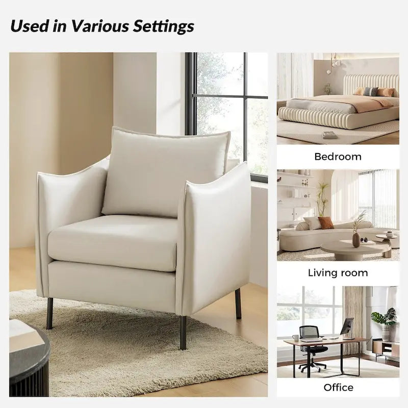 Christopher Modern Anti-scratch Fabric Armchair with Black Metal Legs Set of 2 by HULALA HOME