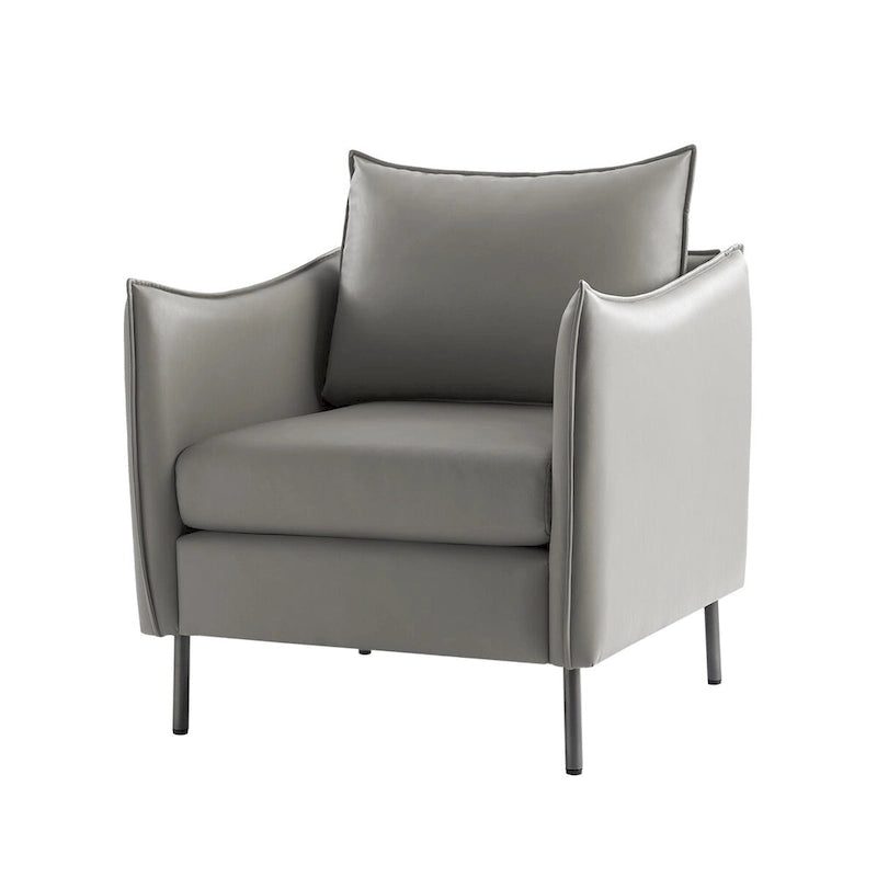 Christopher Modern Anti-scratch Fabric Armchair with Black Metal Legs Set of 2 by HULALA HOME