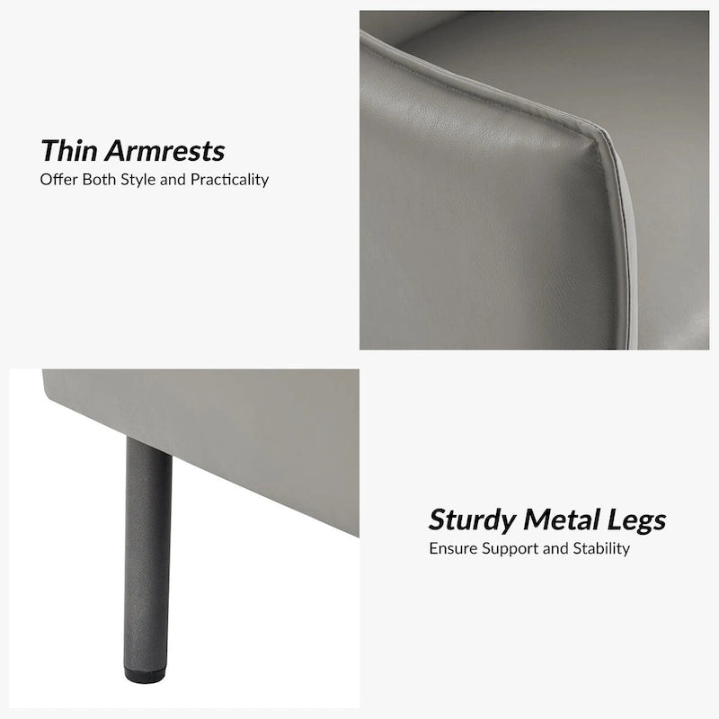 Christopher Modern Anti-scratch Fabric Armchair with Black Metal Legs Set of 2 by HULALA HOME