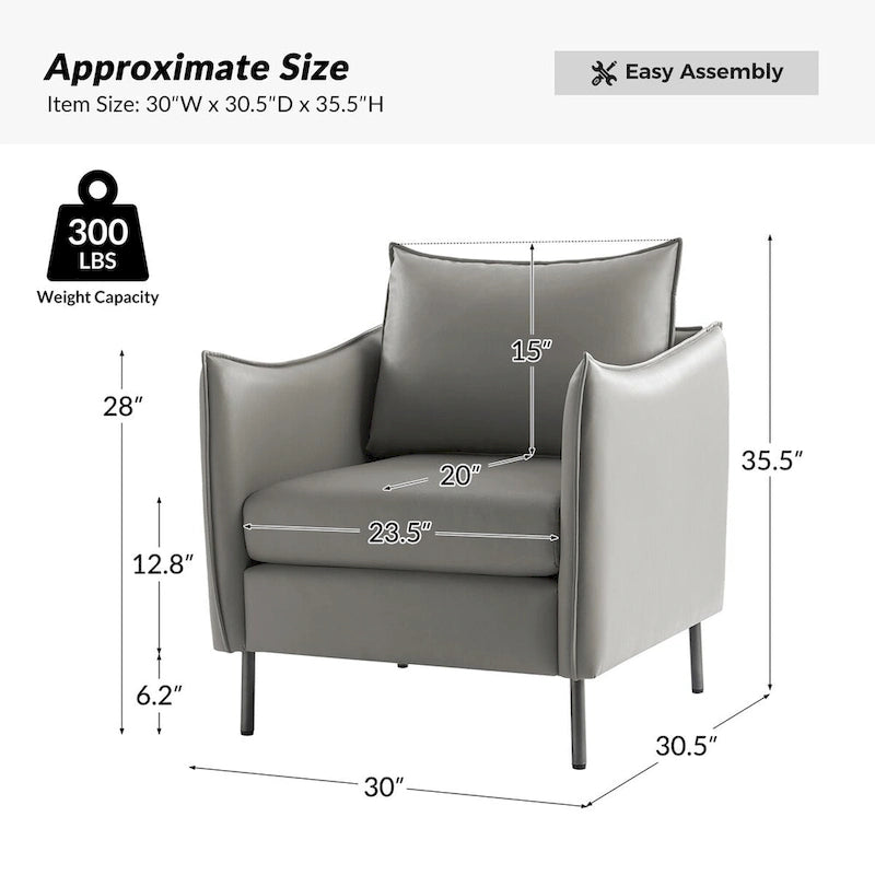 Christopher Modern Anti-scratch Fabric Armchair with Black Metal Legs Set of 2 by HULALA HOME