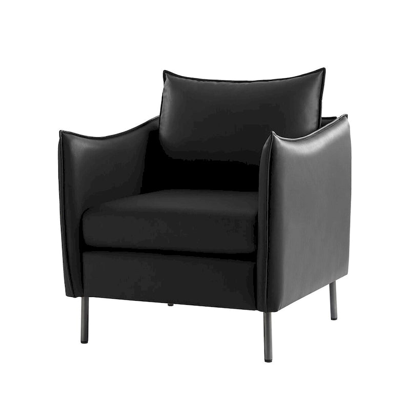 Christopher Modern Anti-scratch Fabric Armchair with Black Metal Legs Set of 2 by HULALA HOME