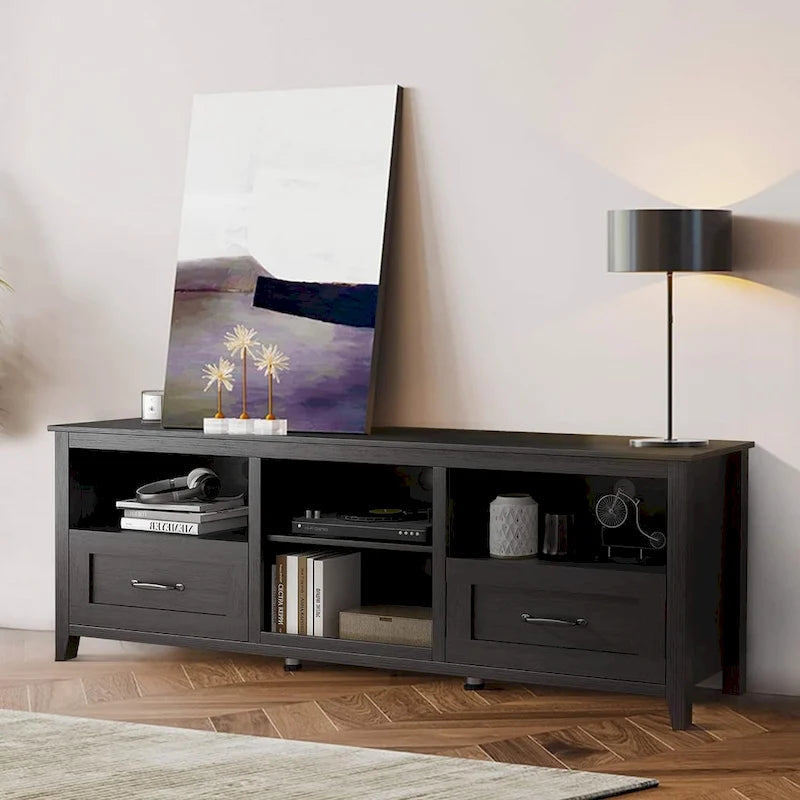 Farmhouse TV Stand Entertainment Center with Storage Cabinets for Living Room Easy Assembly - M