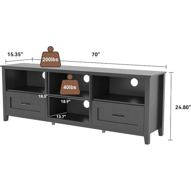 Farmhouse TV Stand Entertainment Center with Storage Cabinets for Living Room Easy Assembly - M