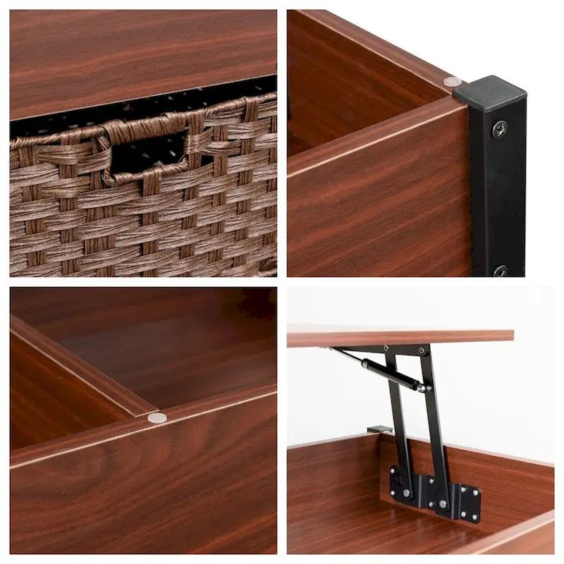 Metal Coffee Table with a Lifting Table and Hidden Storage Space