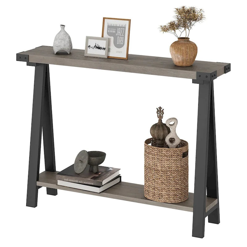 2-Tier Sofa Table, Entryway Table with Storage Shelf