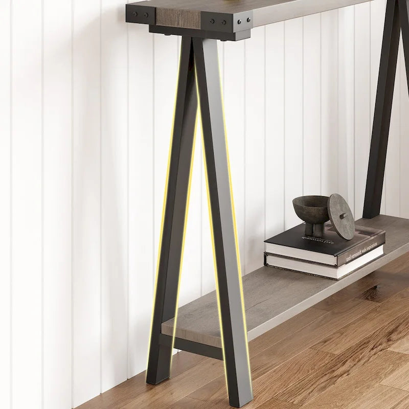 2-Tier Sofa Table, Entryway Table with Storage Shelf