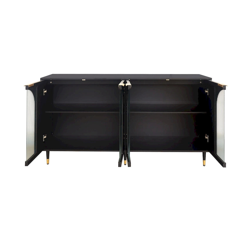 Wooden Accent Cabinet with 4 Glass Doors