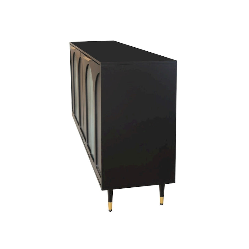 Wooden Accent Cabinet with 4 Glass Doors