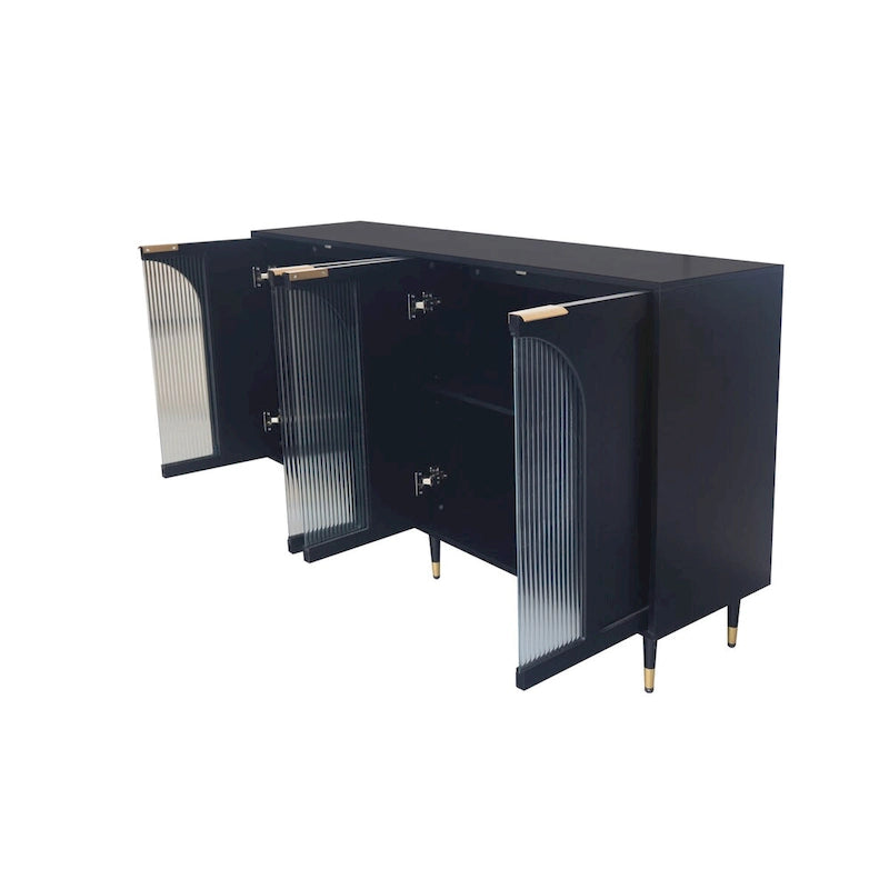 Wooden Accent Cabinet with 4 Glass Doors