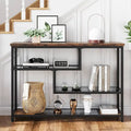 4-Tier Console Table, Entryway Table with Glass Shelf