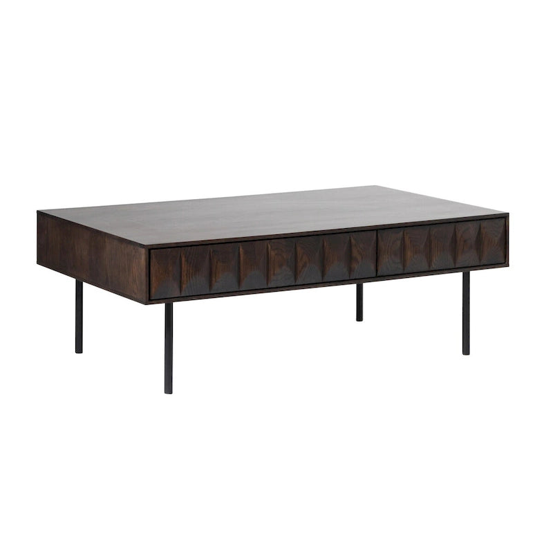 Rye Studio Modern 46 Wide 2-Drawer Coffee Table, Espresso Oak - 28W x 46L x 16.5H
