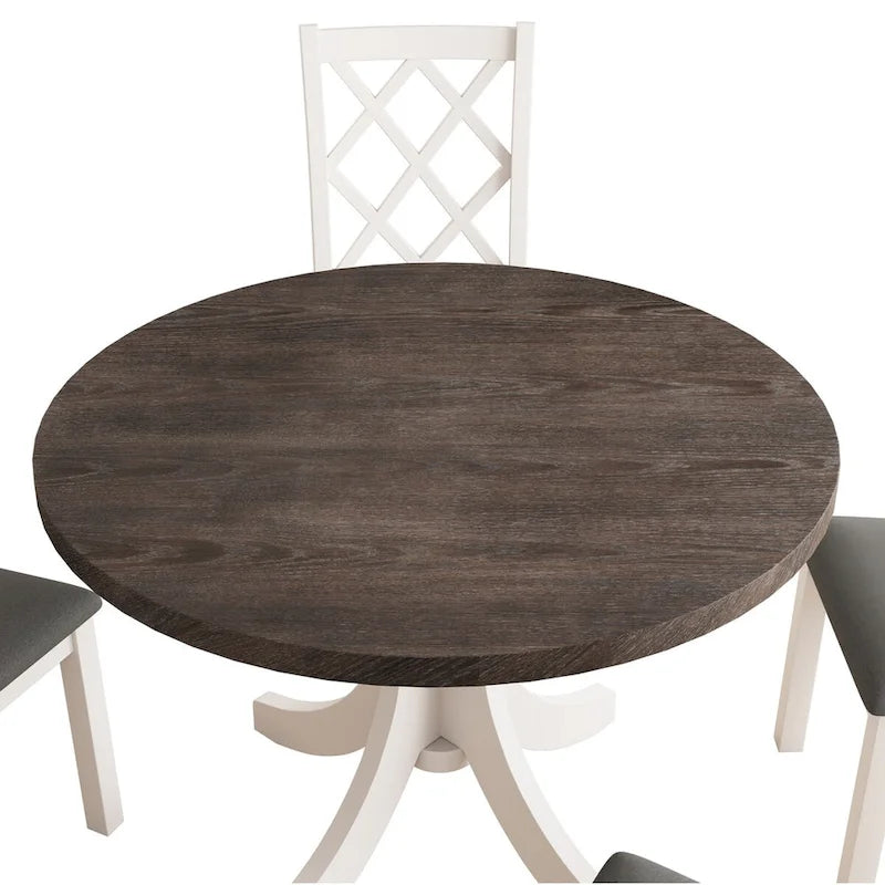 5-Piece Round Dining Table Set with Upholstered Chairs