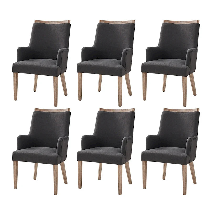 Albert Farmhouse Upholstered Solid Wood Dining Chair Set of 6 by HULALA HOME