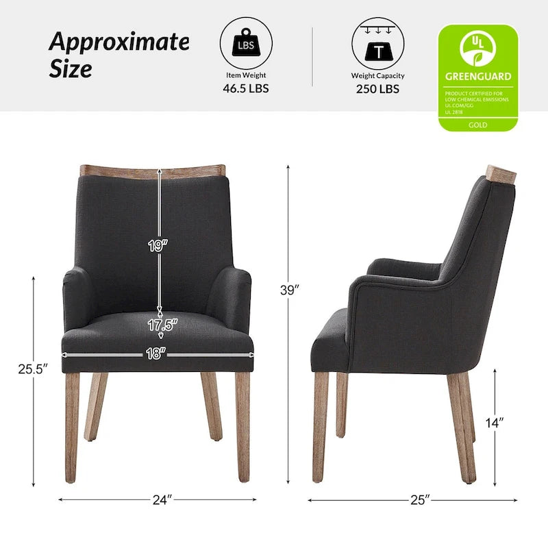 Albert Farmhouse Upholstered Solid Wood Dining Chair Set of 6 by HULALA HOME