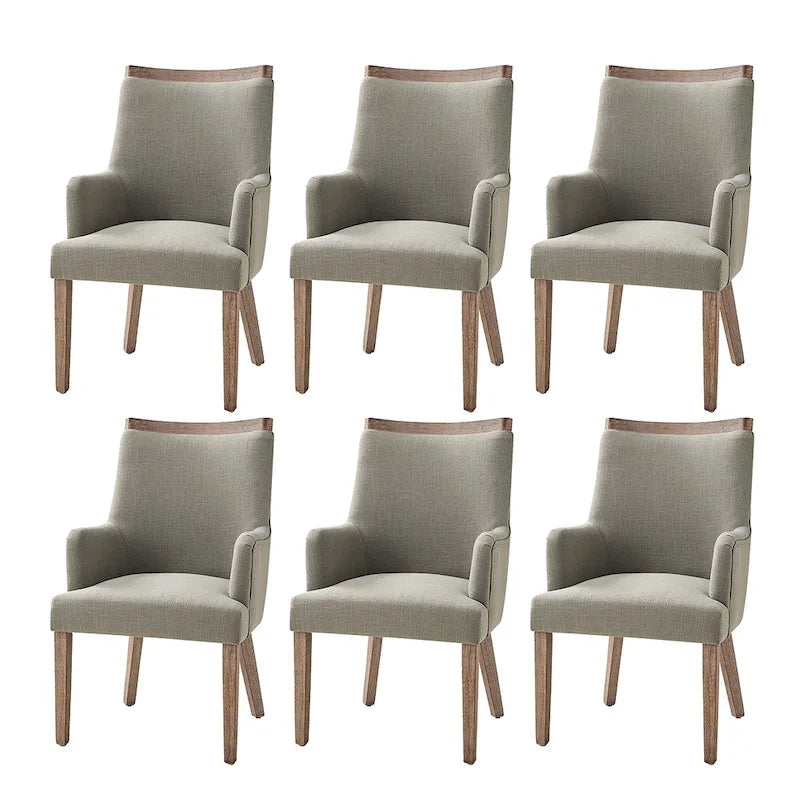 Albert Farmhouse Upholstered Solid Wood Dining Chair Set of 6 by HULALA HOME