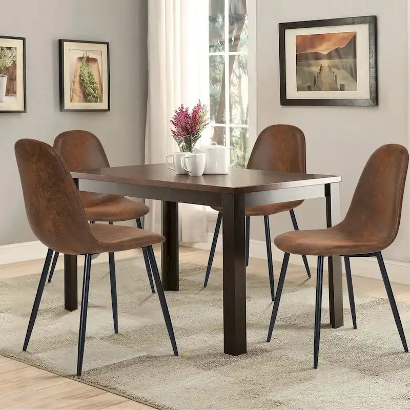 HomyLin Dining Chairs Set of 4 Suede Side Accent Chairs with Black Metal Legs