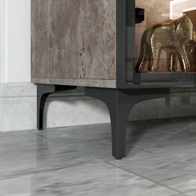 Display Storage Cabinet Showcase with Glass Doors and LED Light