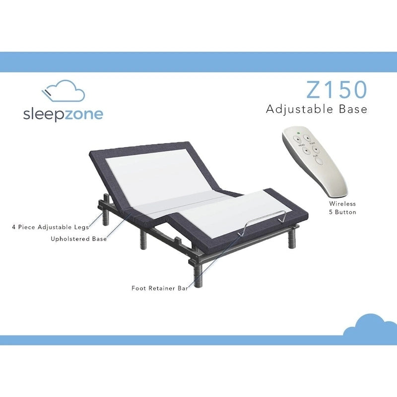 Sleep Zone Huntington 10-inch Memory Foam Mattress and Z150 Adjustable Base Set