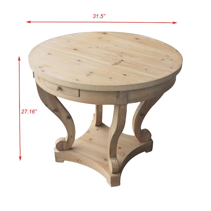 Curved Legs Farmhouse Style Small Size Round Dining Table