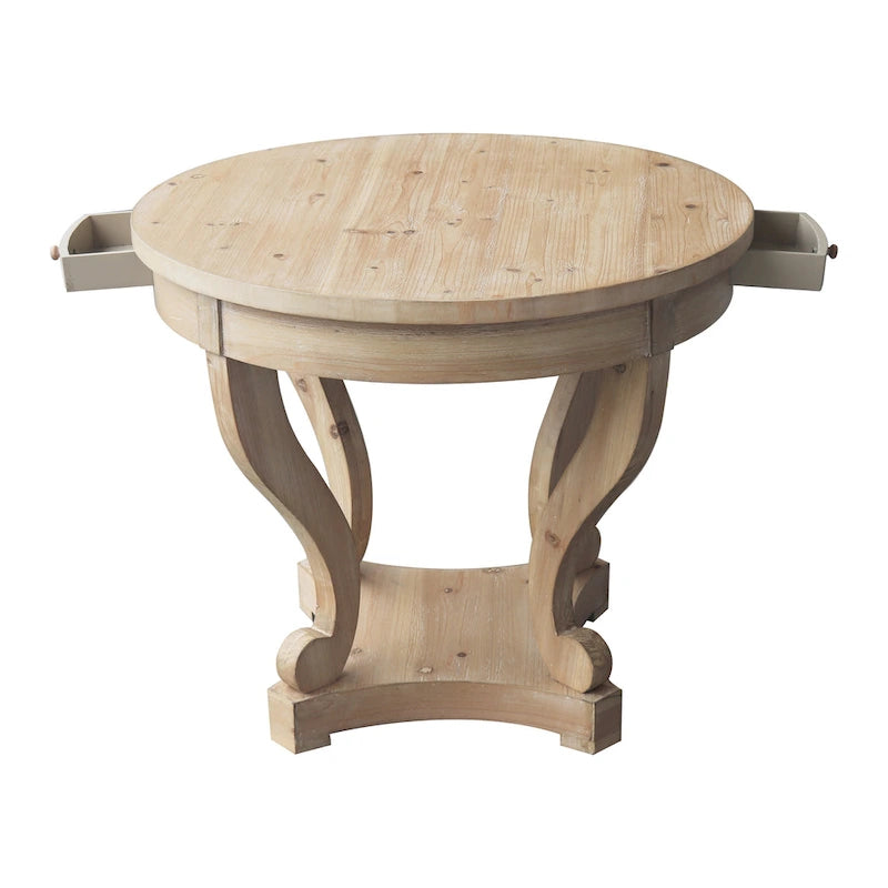 Curved Legs Farmhouse Style Small Size Round Dining Table