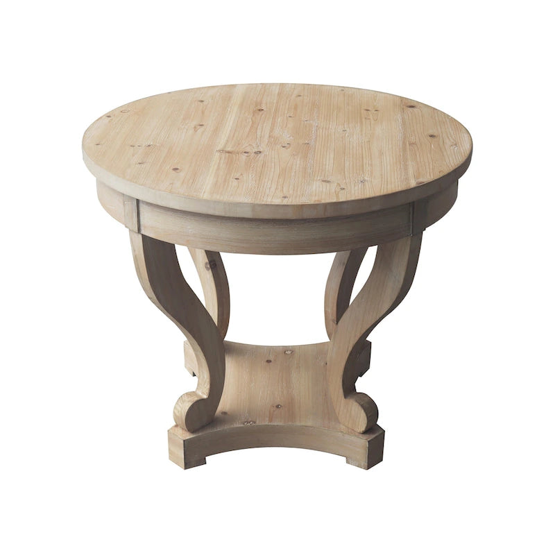Curved Legs Farmhouse Style Small Size Round Dining Table