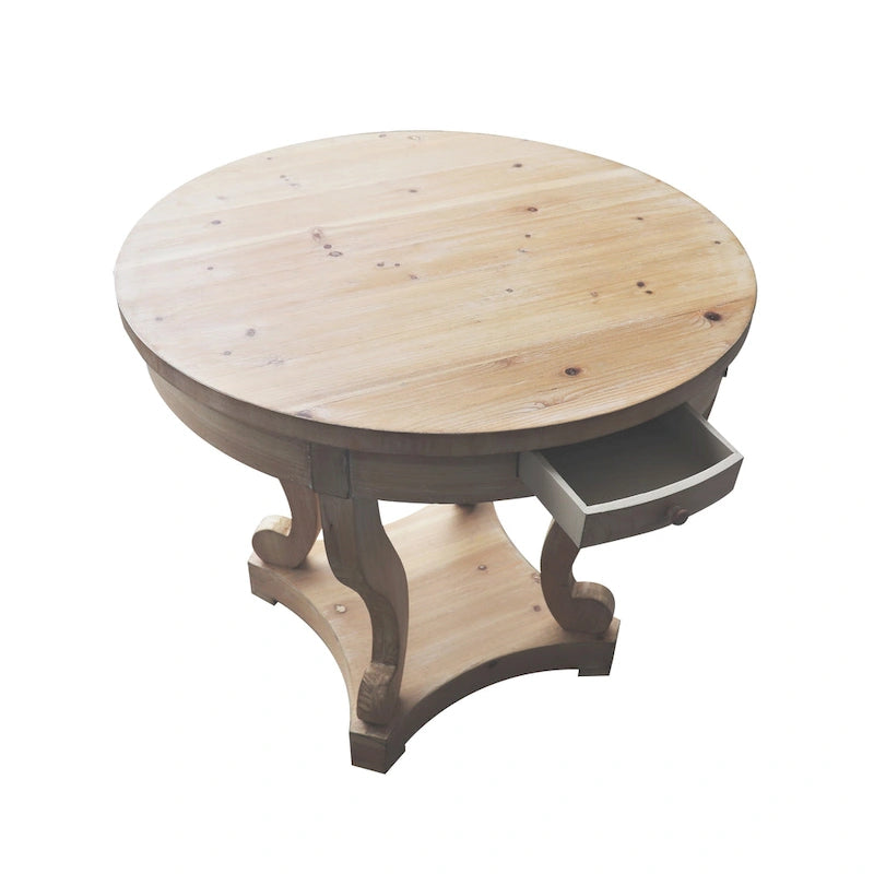 Curved Legs Farmhouse Style Small Size Round Dining Table