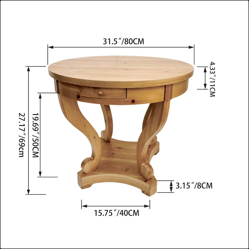 Curved Legs Farmhouse Style Small Size Round Dining Table