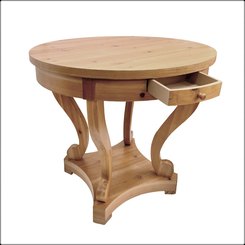 Curved Legs Farmhouse Style Small Size Round Dining Table