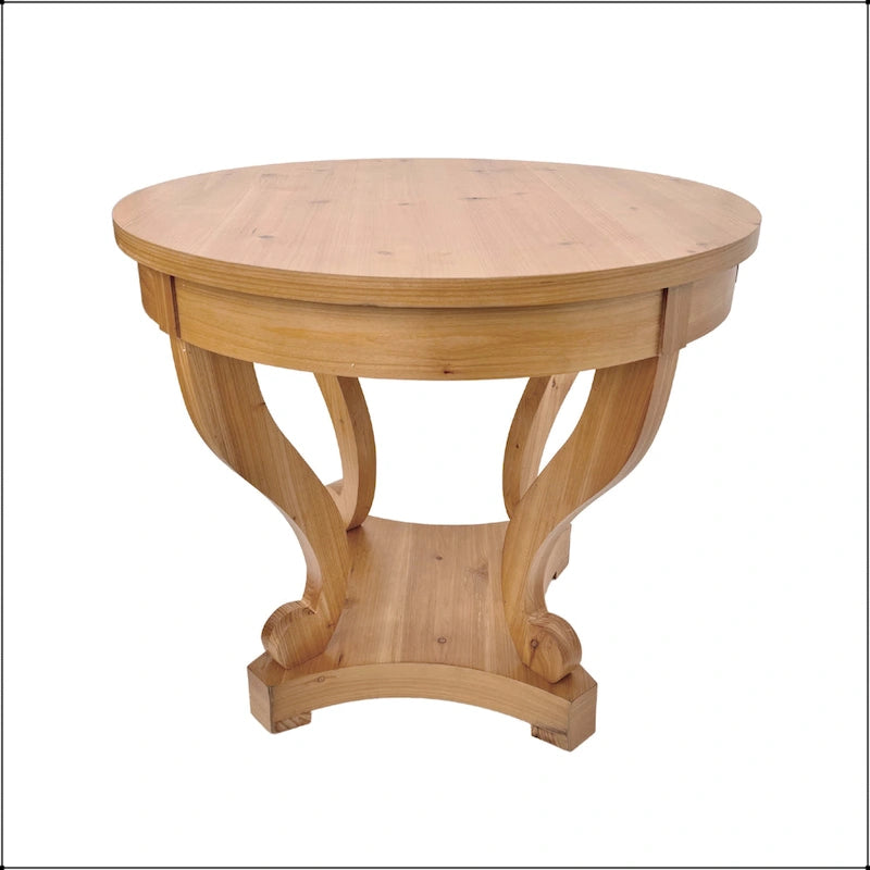 Curved Legs Farmhouse Style Small Size Round Dining Table