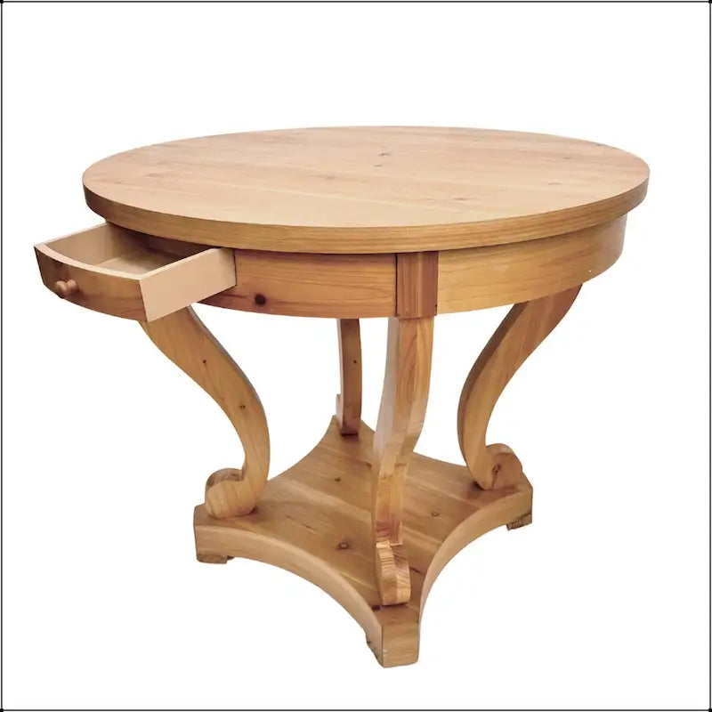 Curved Legs Farmhouse Style Small Size Round Dining Table