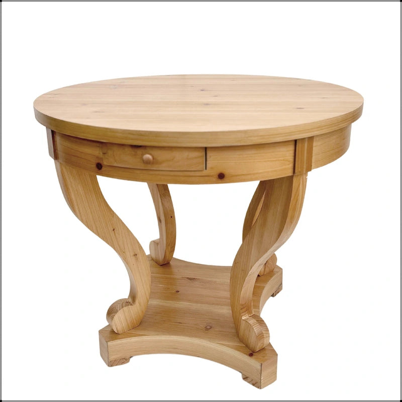 Curved Legs Farmhouse Style Small Size Round Dining Table