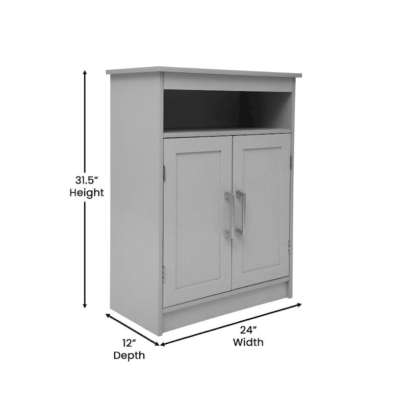 Floor Cabinet Storage Organizer with Magnetic Closure Doors and Shelves