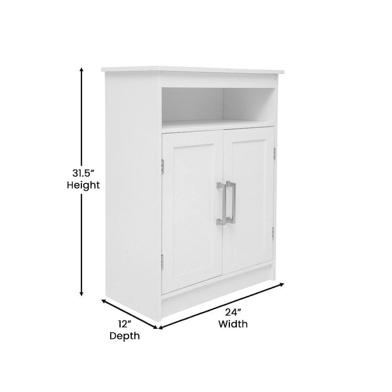 Floor Cabinet Storage Organizer with Magnetic Closure Doors and Shelves
