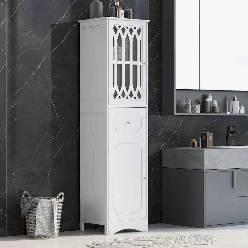 Tall Bathroom Freestanding Storage Cabinet with Drawer