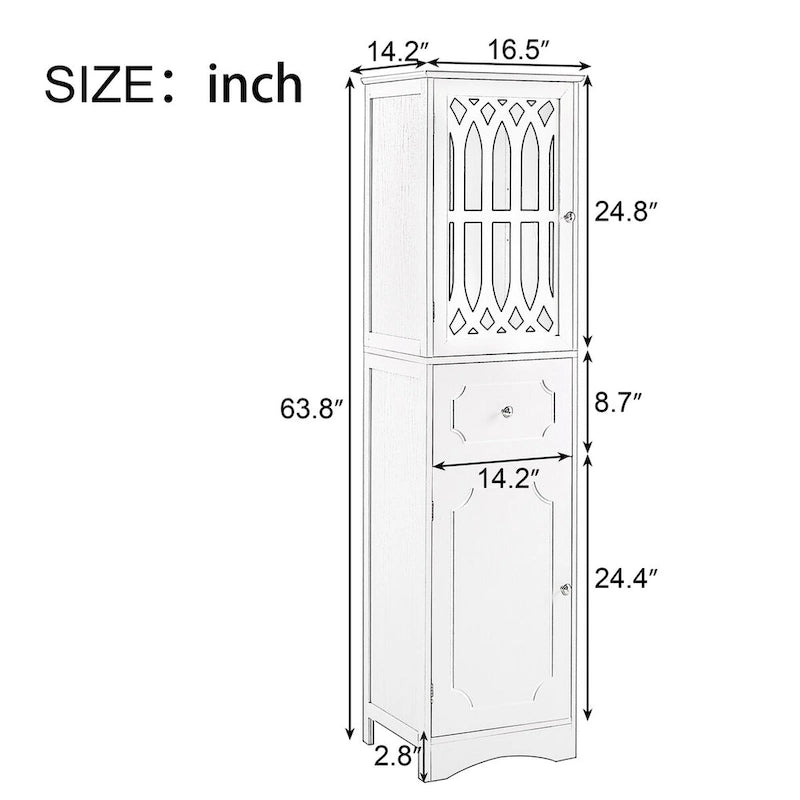Tall Bathroom Freestanding Storage Cabinet with Drawer