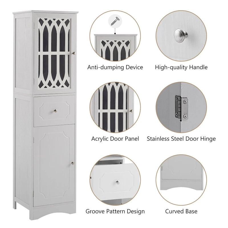 Tall Bathroom Freestanding Storage Cabinet with Drawer