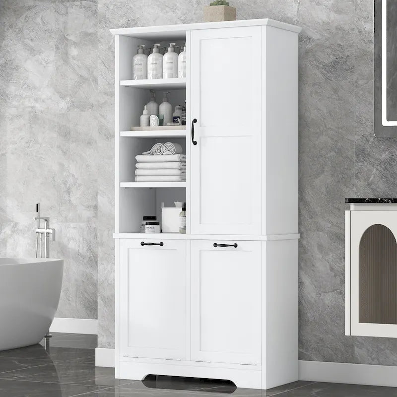Bathroom Storage Cabinet with Doors, Drawers & Tilt-Out Laundry Hamper