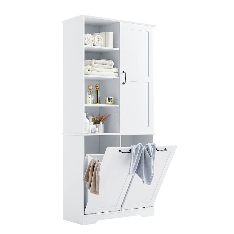 Bathroom Storage Cabinet with Doors, Drawers & Tilt-Out Laundry Hamper