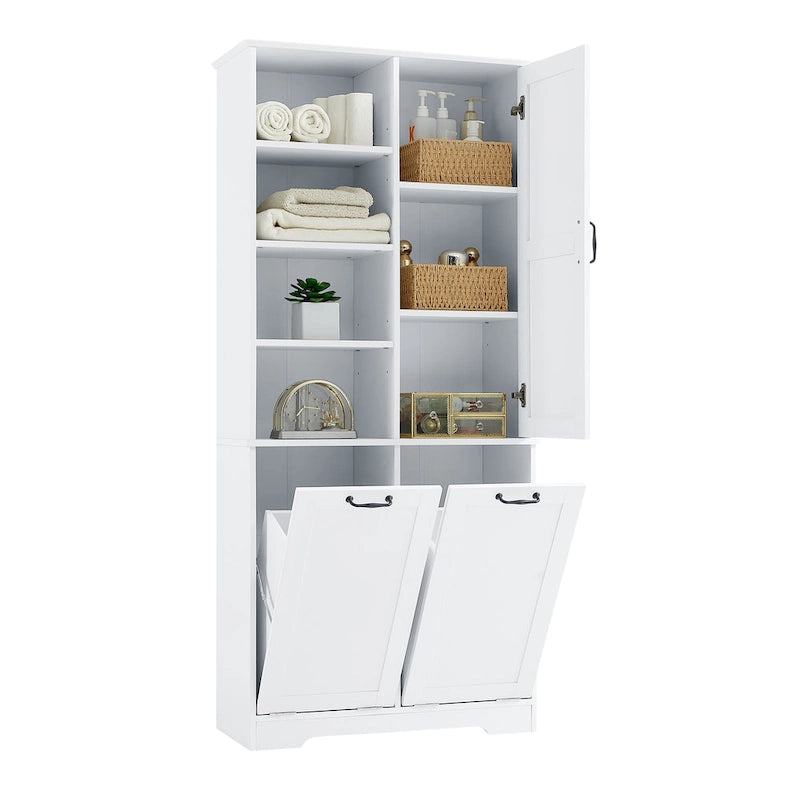 Bathroom Storage Cabinet with Doors, Drawers & Tilt-Out Laundry Hamper