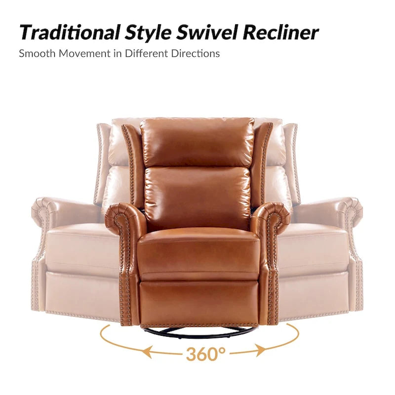Viviana Traditional Genuine Leather Manual Swivel Glider Recliner Set of 2 by HULALA HOME