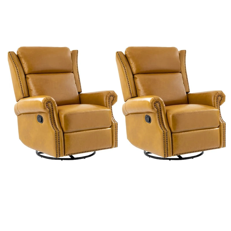 Viviana Traditional Genuine Leather Manual Swivel Glider Recliner Set of 2 by HULALA HOME
