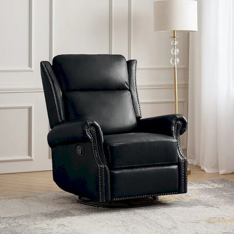Viviana Traditional Genuine Leather Manual Swivel Glider Recliner Set of 2 by HULALA HOME