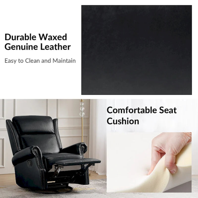 Viviana Traditional Genuine Leather Manual Swivel Glider Recliner Set of 2 by HULALA HOME