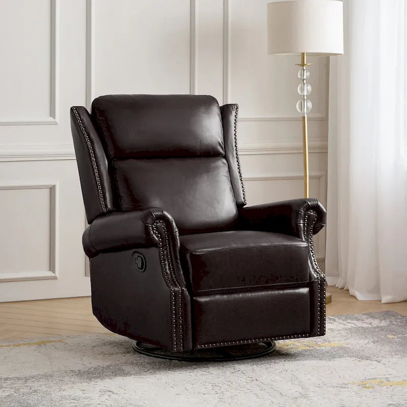 Viviana Traditional Genuine Leather Manual Swivel Glider Recliner Set of 2 by HULALA HOME