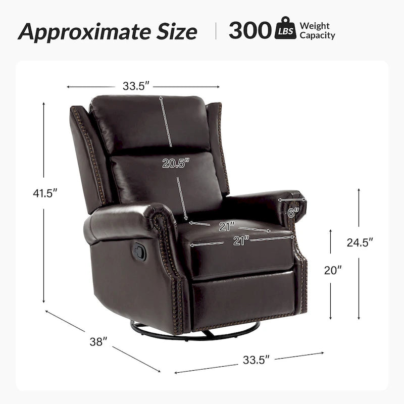 Viviana Traditional Genuine Leather Manual Swivel Glider Recliner Set of 2 by HULALA HOME