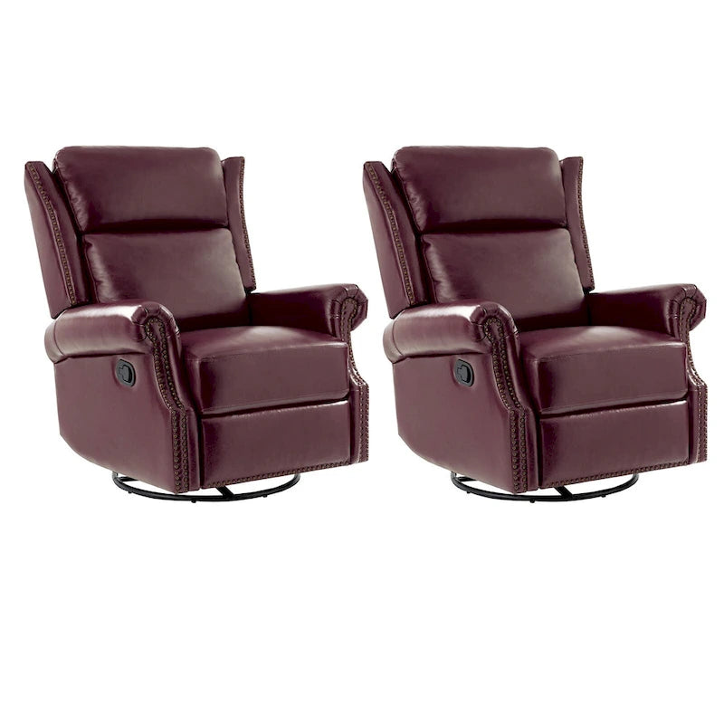 Viviana Traditional Genuine Leather Manual Swivel Glider Recliner Set of 2 by HULALA HOME