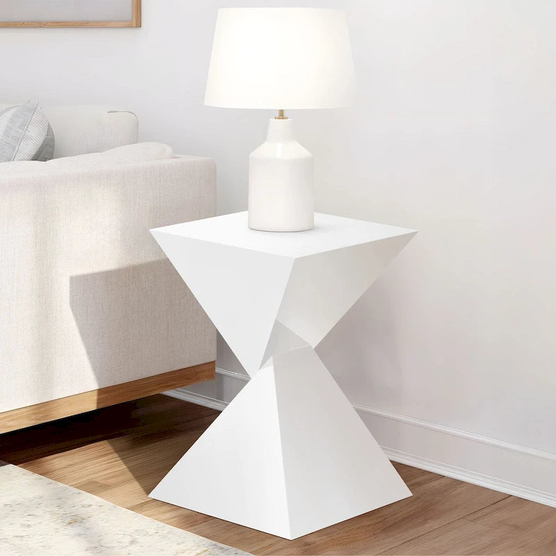 Modern Acrylic Accent End Table, Outdoor Side Tables - 18.11H x 12.6W x 12.6L