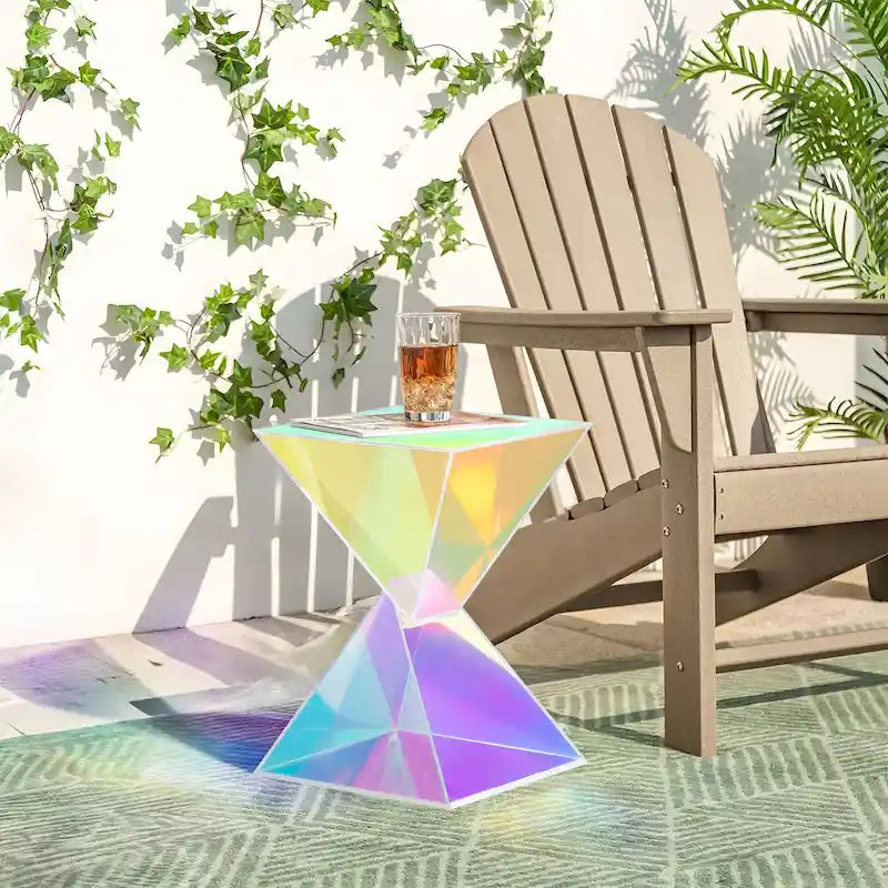 Modern Acrylic Accent End Table, Outdoor Side Tables - 18.11H x 12.6W x 12.6L