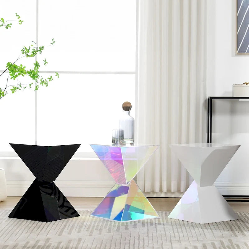 Modern Acrylic Accent End Table, Outdoor Side Tables - 18.11H x 12.6W x 12.6L